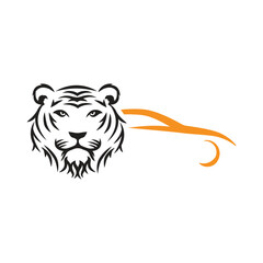 tiger and car, vector illustration 