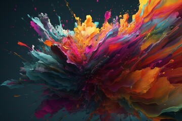 A colorful abstract design with textured brushstrokes or paint splatters, Generative AI