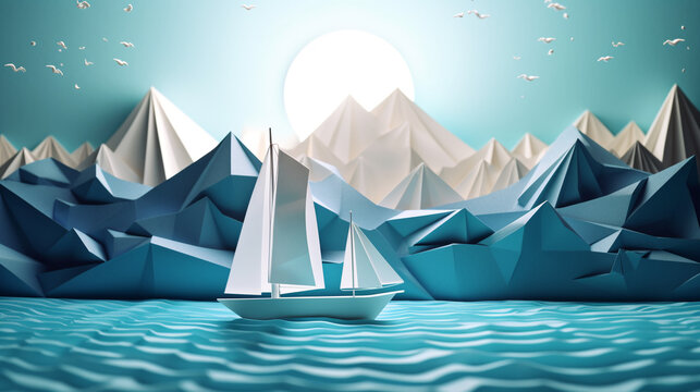 Sfondo. Barca nel mare. Ai generated.