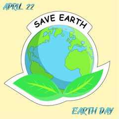 Earth Day. Vector hand drawn illustration. Earth day concept. World environment day greeting. Save the earth. Happy Mother Earth Day post greeting. 
