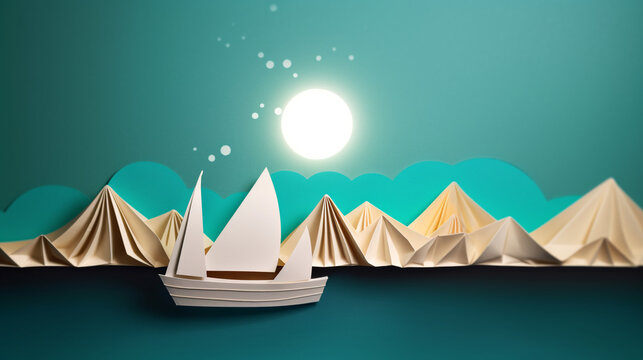 Sfondo. Barca nel mare. Ai generated.