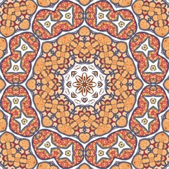 Abstract Pattern Mandala Flowers Art Colorful Orange Brown Blue 102