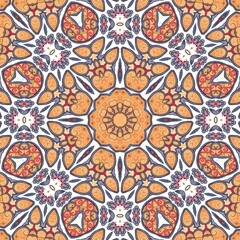 Abstract Pattern Mandala Flowers Art Colorful Orange Brown Blue 101
