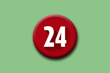 24 -  twenty-four - number on red button and green background