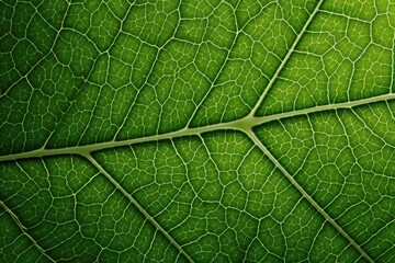 a detailed close-up of a vibrant green leaf