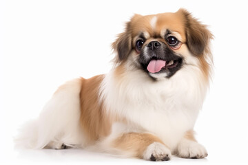 Adorable Tibetan Spaniel Dog on White Background - Capturing the Breed's Intelligence and Playful Spirit