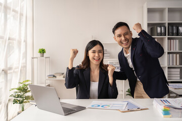 Business women and man working in the office