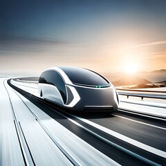 Obraz premium Illustration des ländlichen ÖPNV der Zukunft