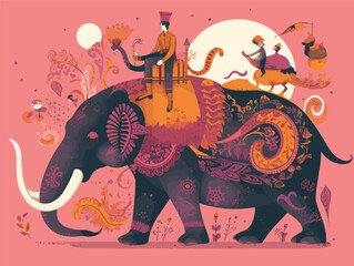 The Elephant Dragon: A Mythical Creature in Pink and Amber Hues