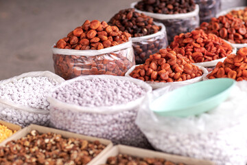 Beautiful dried apricot at the market