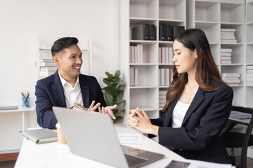 Teamwork meeting, tablet and business people in office workplace. Collaboration, technology and workers, men and or employees with touchscreen planning sales, research or financial strategy in company