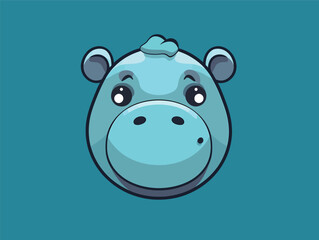 Silly Hippo: A Simple and Colorful Illustration of a Gray Hippo