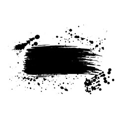 Brush stroke with ink drops. Grunge background. Vector illustration