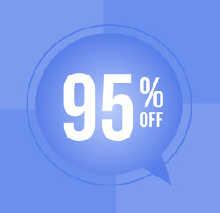 95 percent off Discount for big sales with ballon on  blue background