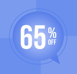 65 percent off Discount for big sales with ballon on  blue background