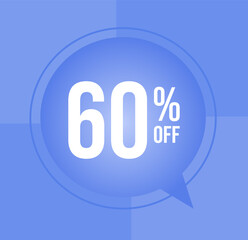60 percent off Discount for big sales with ballon on  blue background