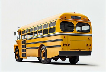 Fototapeta na wymiar School bus isolated on white background. Back view. Generative AI
