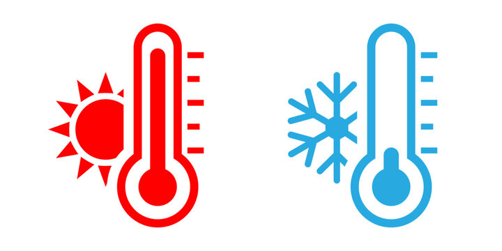 Thermometer icon display hot and cold temperture, flat vector icon of temperature, medical thermometer, Weather icon, hot and cold climate icon, icons for web and mobile app design.
