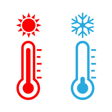 Thermometer icon display hot and cold temperture, flat vector icon of temperature, medical thermometer, Weather icon, hot and cold climate icon, icons for web and mobile app design.