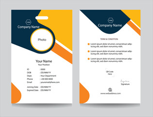 Corporate identity card template collection with photo placeholders. Employee or student ID card set design for office or school. Print-ready identification card template.