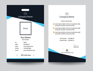 Corporate identity card template collection with photo placeholders. Employee or student ID card set design for office or school. Print-ready identification card template.