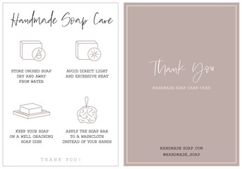 Handmade soap care card instruction