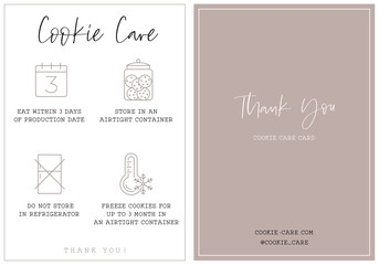 Homemade cookie care card instruction