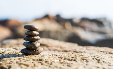 zen stones on the beach