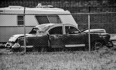 black and white car