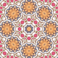 Abstract Pattern Mandala Flowers Art Colorful Orange Brown Pink 52