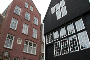 old brick houses at a beguinage in amsterdam (the netherlands) 