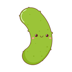 Green cucumber with smile kawaii style