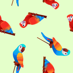 Seamless Pattern with Parrots. Vector Summer Background.