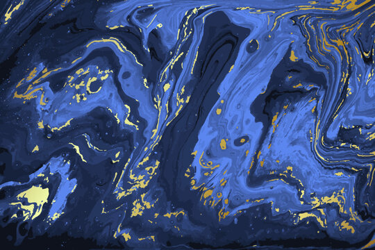 Dark Blue and Gold Marble Abstract Vector Background