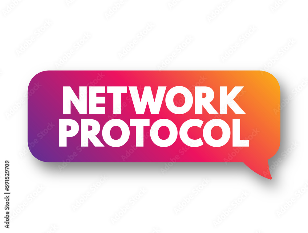Poster Network Protocol - set of established rules that specify how to format, send and receive data, text concept background