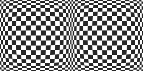 Checkered pattern with decreasing cells towards the edges. Seamless vector wallpaper. For print, surfaces, packaging, pillows, interior.