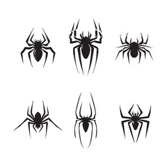 Spider icon, black widow silhouette. Halloween animal symbol, arachnid sign, bug pictogram