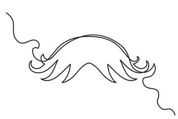 Fototapeta na wymiar One Line Drawing Mustache, Continuous Line Dad Whiskers, Moustache, Vintage Man Hairstyle