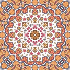 Abstract Pattern Mandala Flowers Art Colorful Orange Brown 13