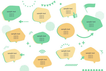 手書き風のフキダシと矢印等の飾り素材セット