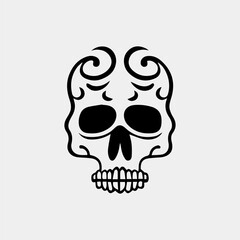 Vector icon set of decorated skull - tradition in Mexico, black icons isolated on white