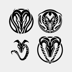 set of snake head logo design