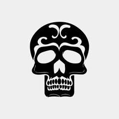 Vector icon set of decorated skull - tradition in Mexico, black icons isolated on white