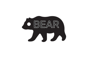 bear animal drawing silhouette vector illustration and logo design 