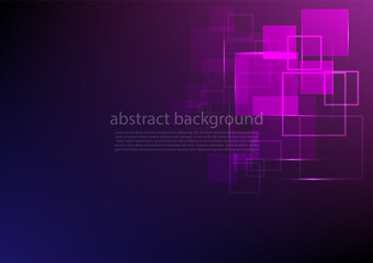 Abstract technology futuristic digital graphic concept square pattern with lighting glowing particles square elements on blue and pink background. Vector illustration.