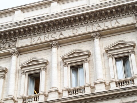 Rome, Italy - May 17, 2022: Palazzo Koch, a Renaissance Revival palace on Via Nazionale in Rome, Italy and the current head office of the nation's central bank, the Banca d'Italia