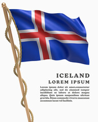 White Backround Flag Of ICELAND