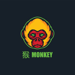 Monkey chinese zodiac logo for mascot or emblems