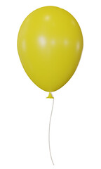 3d illustration of a yellow balloon tied with white rope.