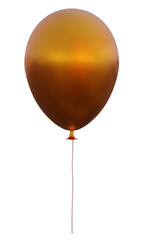 3d illustration of a shiny gold balloon tied with white rope.